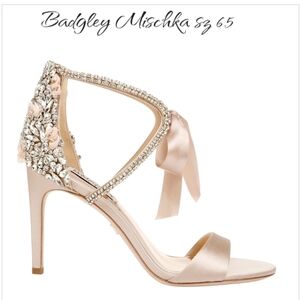 Badgley Mischka Bonita Satin Wedding Bejeweled Strappy Stiletto Sandals 6.5